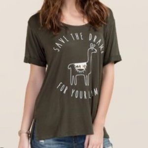 Save The Drama For Your Llama Francesca’s Alya Grey Short Sleeve Tee Shirt